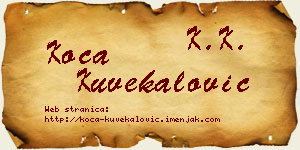 Koča Kuvekalović vizit kartica